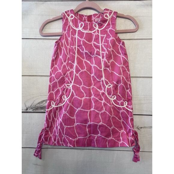 Lilly Pulitzer Girls Shift Dress Sz 6 Pink Nautical Ropes - Picture 1 of 5
